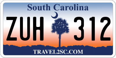 SC license plate ZUH312