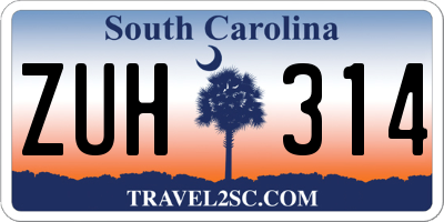 SC license plate ZUH314