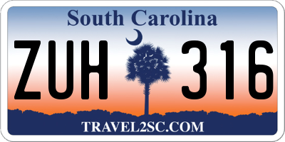 SC license plate ZUH316