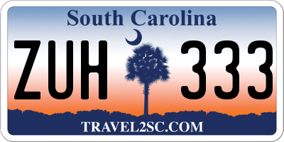 SC license plate ZUH333