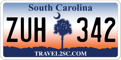SC license plate ZUH342