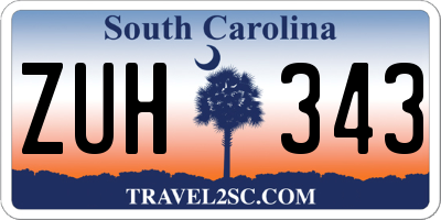 SC license plate ZUH343