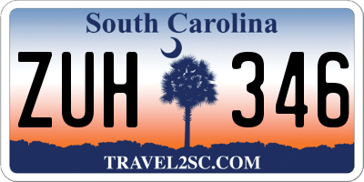 SC license plate ZUH346