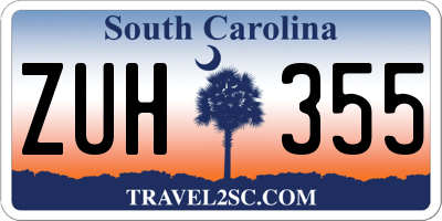 SC license plate ZUH355