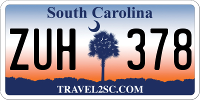 SC license plate ZUH378