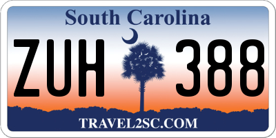 SC license plate ZUH388