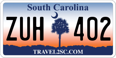 SC license plate ZUH402