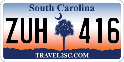 SC license plate ZUH416