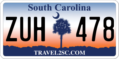 SC license plate ZUH478