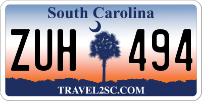 SC license plate ZUH494