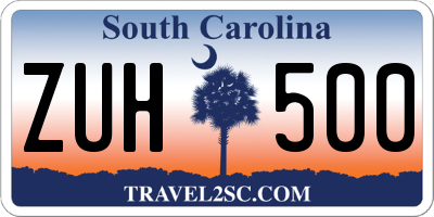 SC license plate ZUH500