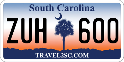 SC license plate ZUH600