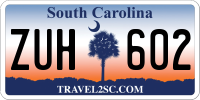 SC license plate ZUH602