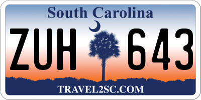 SC license plate ZUH643
