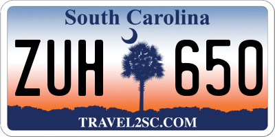 SC license plate ZUH650