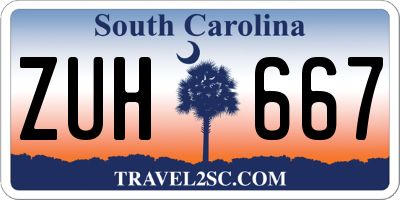 SC license plate ZUH667