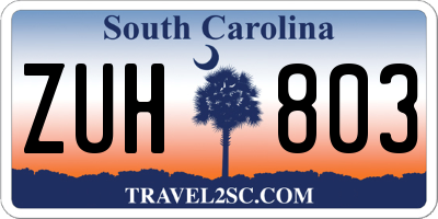 SC license plate ZUH803