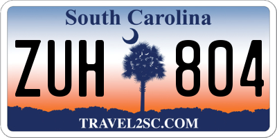 SC license plate ZUH804