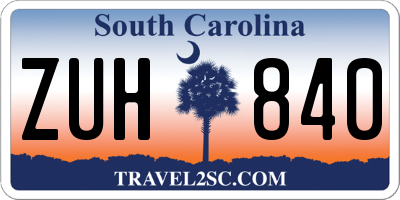 SC license plate ZUH840