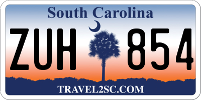 SC license plate ZUH854