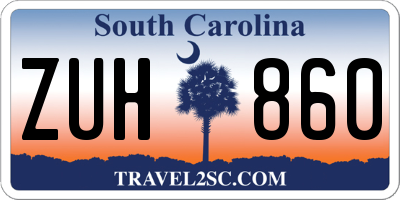 SC license plate ZUH860