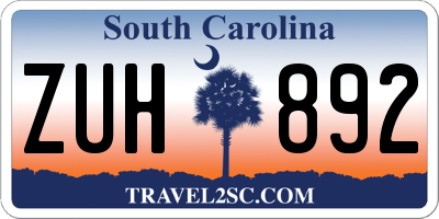 SC license plate ZUH892
