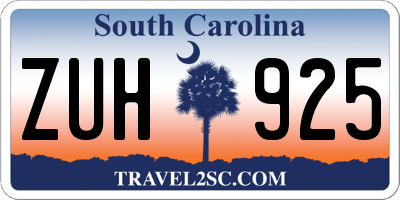 SC license plate ZUH925