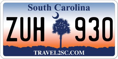 SC license plate ZUH930