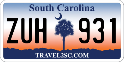 SC license plate ZUH931