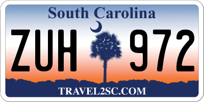 SC license plate ZUH972
