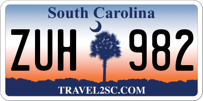 SC license plate ZUH982