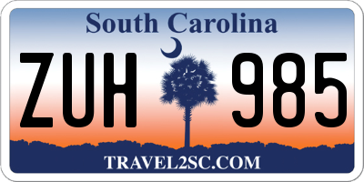 SC license plate ZUH985