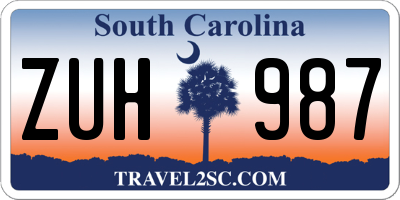 SC license plate ZUH987