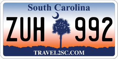 SC license plate ZUH992