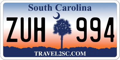 SC license plate ZUH994