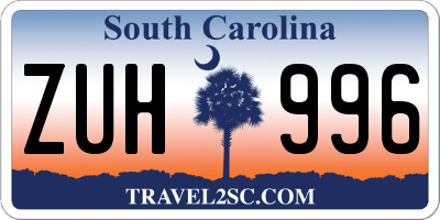 SC license plate ZUH996