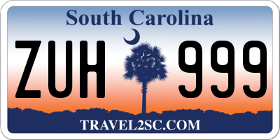 SC license plate ZUH999