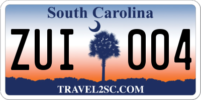 SC license plate ZUI004