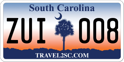 SC license plate ZUI008