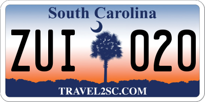 SC license plate ZUI020