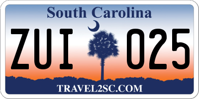 SC license plate ZUI025
