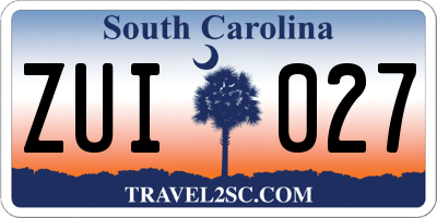 SC license plate ZUI027