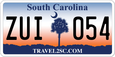 SC license plate ZUI054