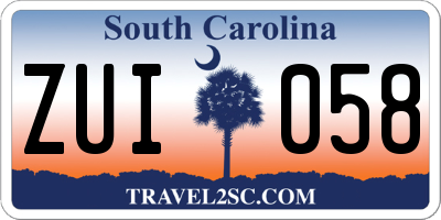 SC license plate ZUI058