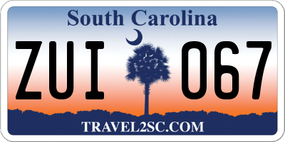 SC license plate ZUI067