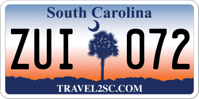 SC license plate ZUI072