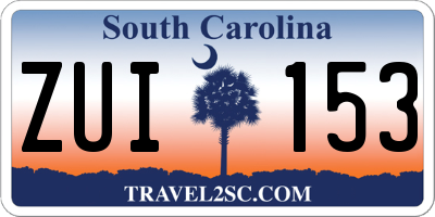 SC license plate ZUI153