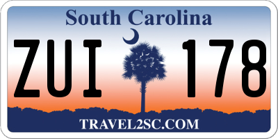 SC license plate ZUI178