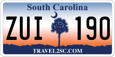 SC license plate ZUI190