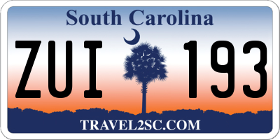 SC license plate ZUI193